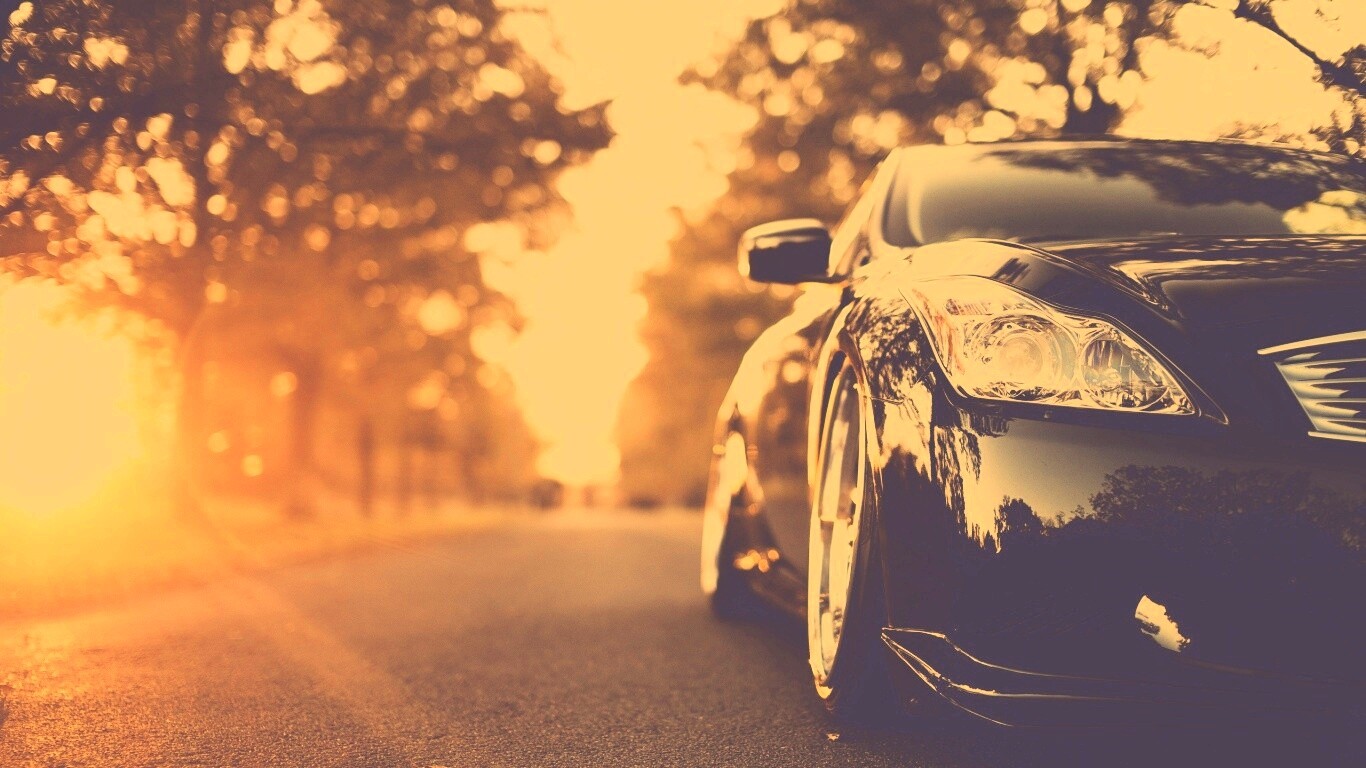 Автомобиль на закате обои