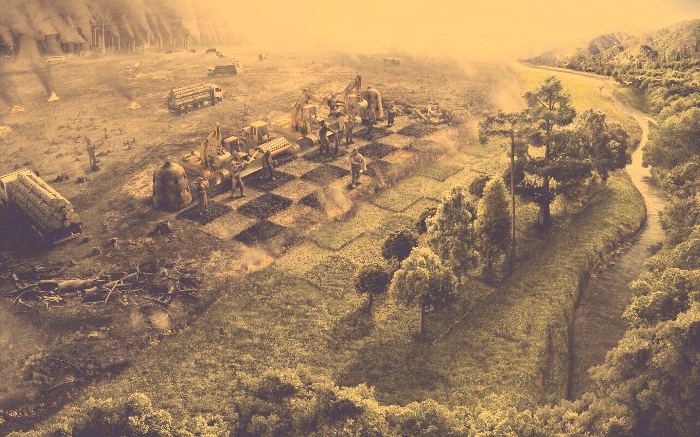 Цивилизация против природы обои