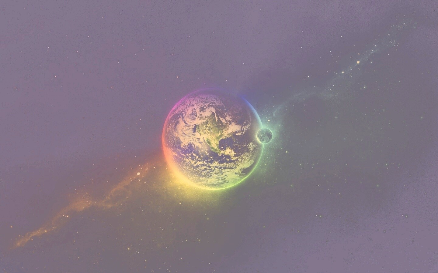 Земля в радужном ореоле обои