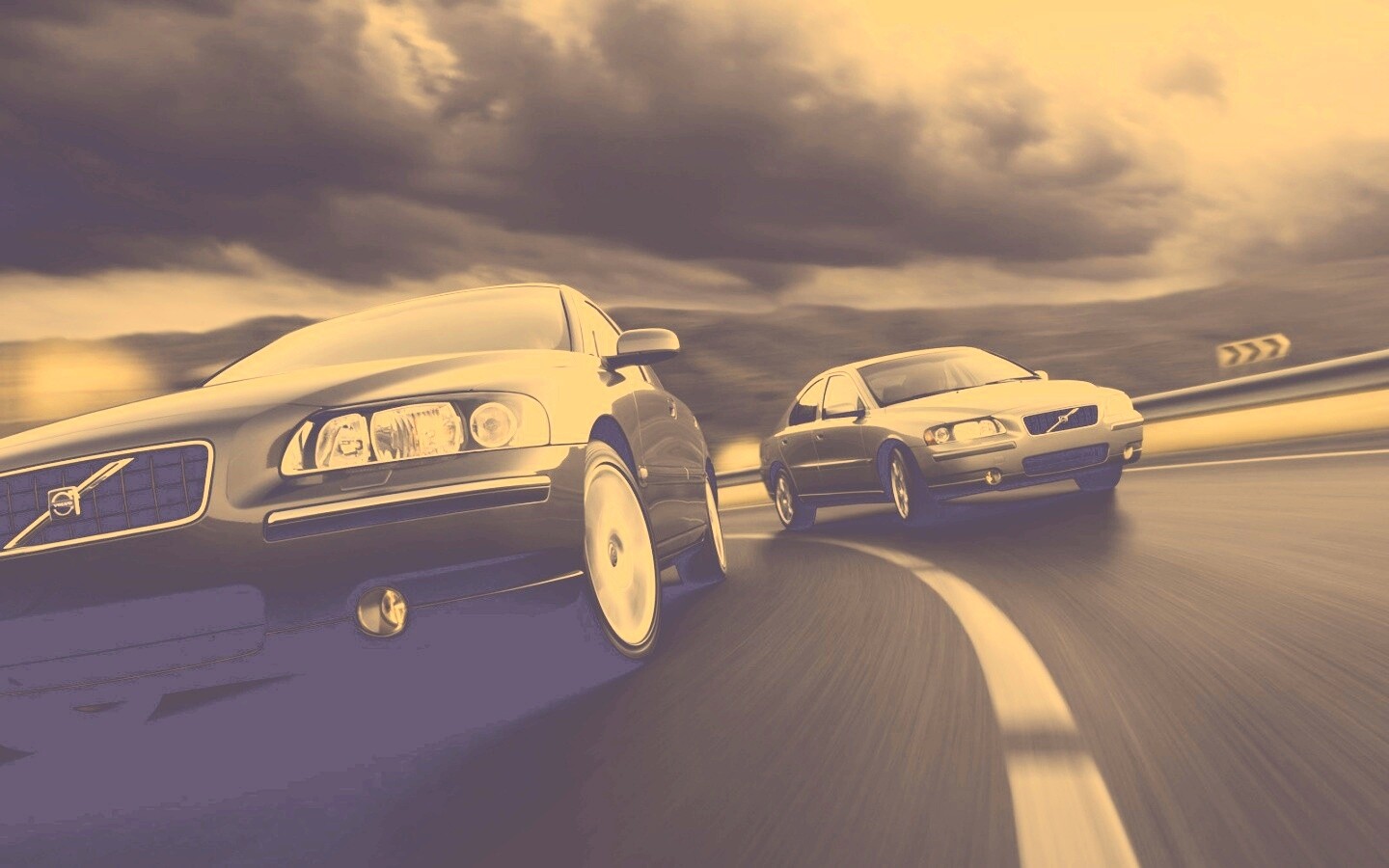 Два седана вольво на повороте обои