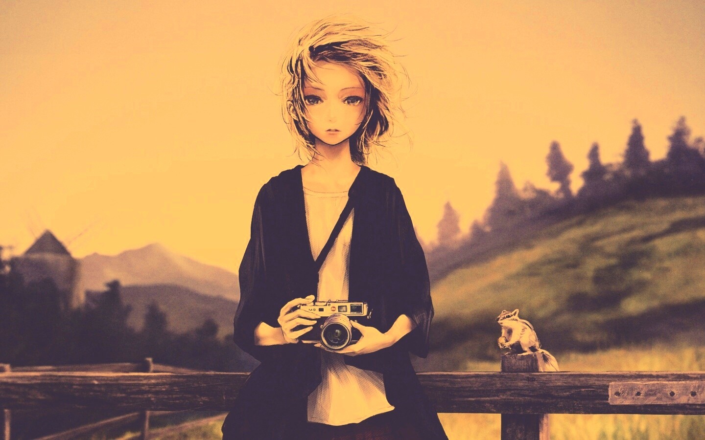 Девушка с фотоаппаратом обои