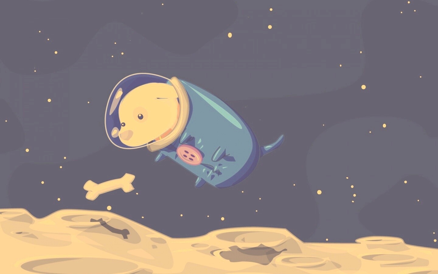 Собачка на луне обои