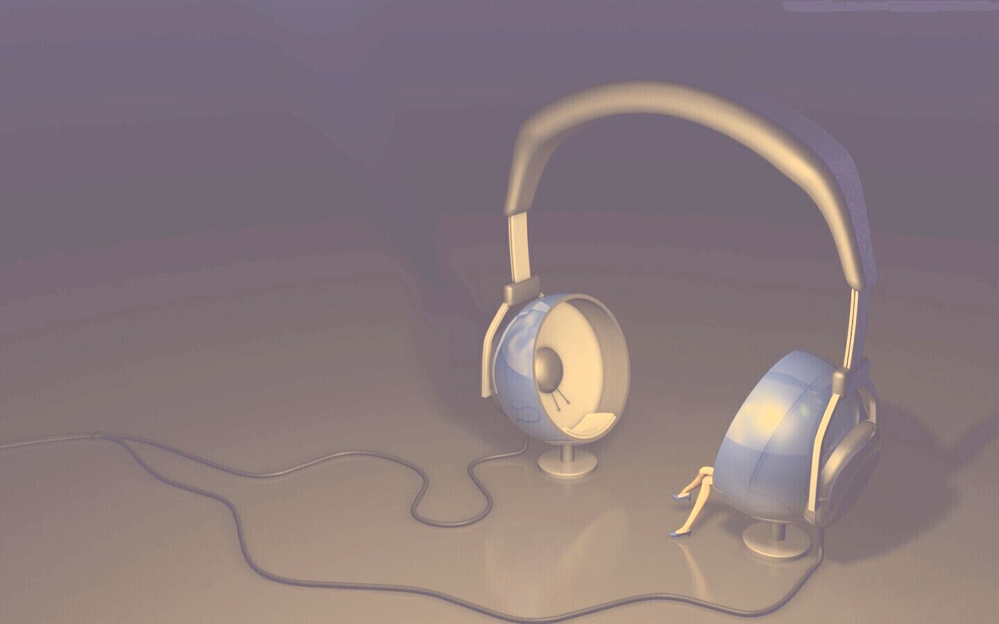 Девушка в наушниках обои