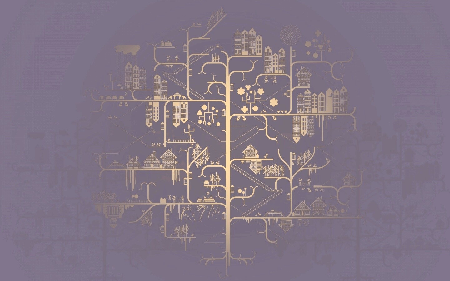 Древовидный город обои