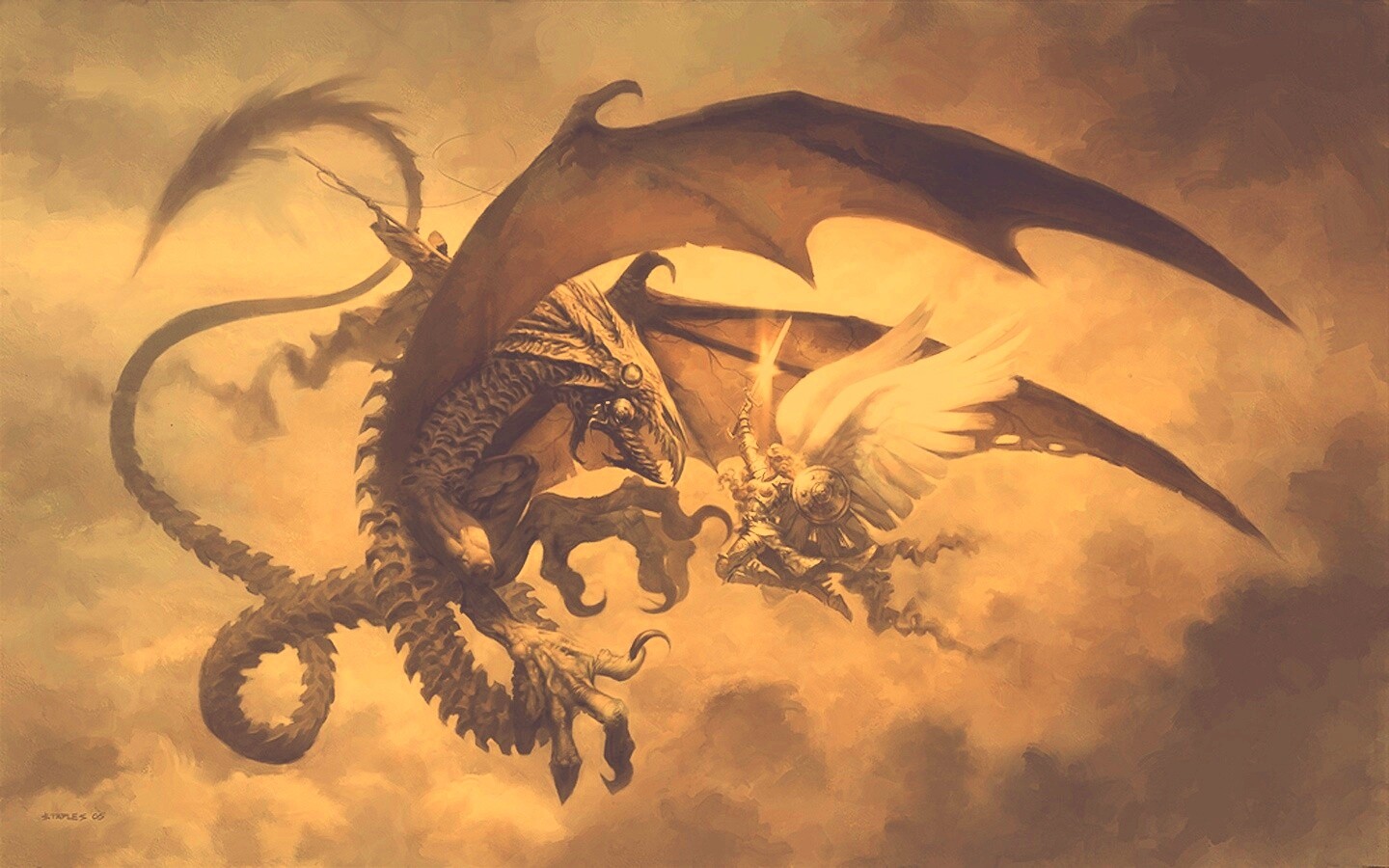 Ангел против дракона обои
