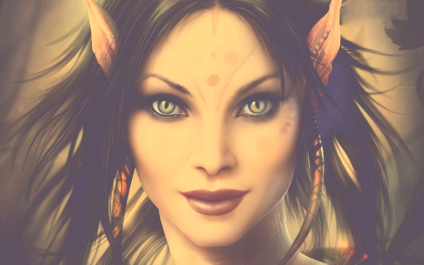 Эльфийка с кошачьими глазами обои