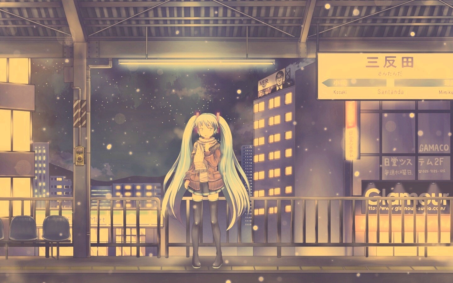 Девочка на остановке обои