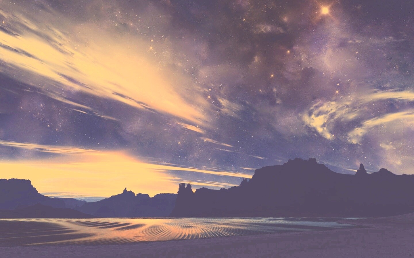 Ночное звездное небо обои