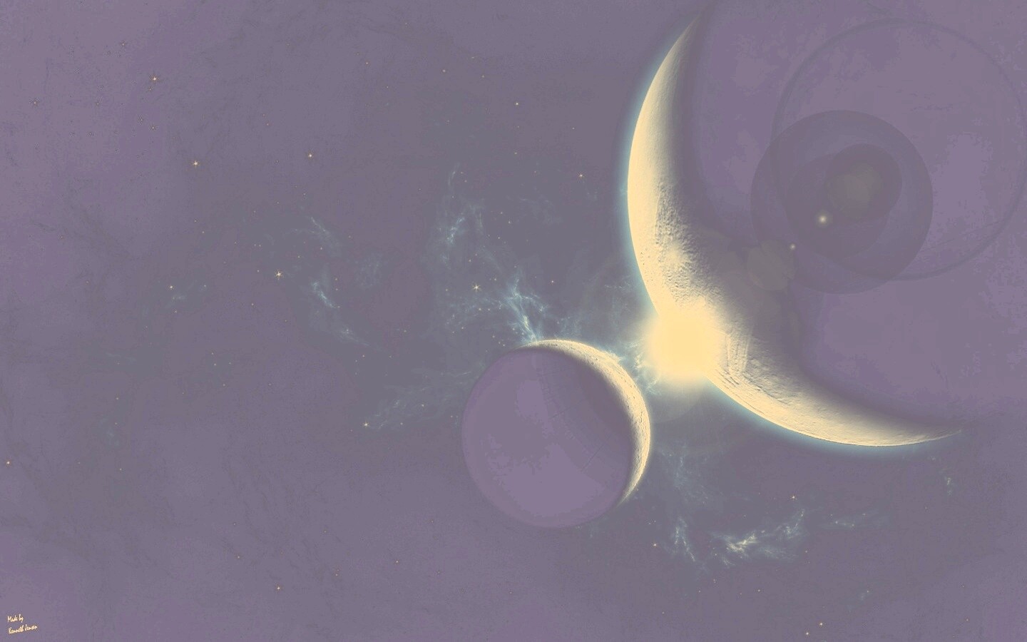 Планета и спутник обои
