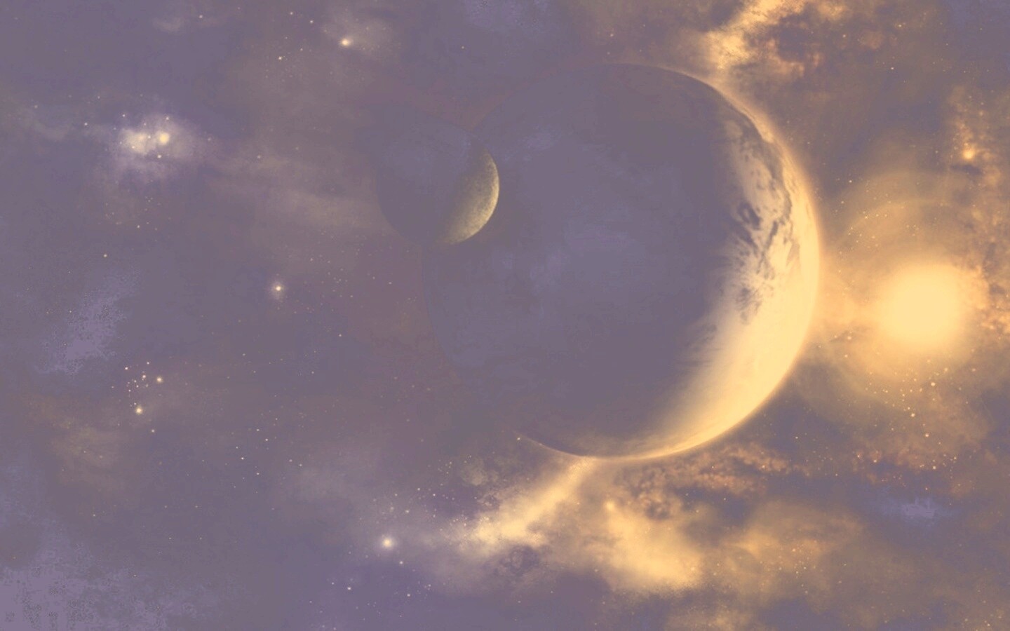 Планета с одним спутником обои