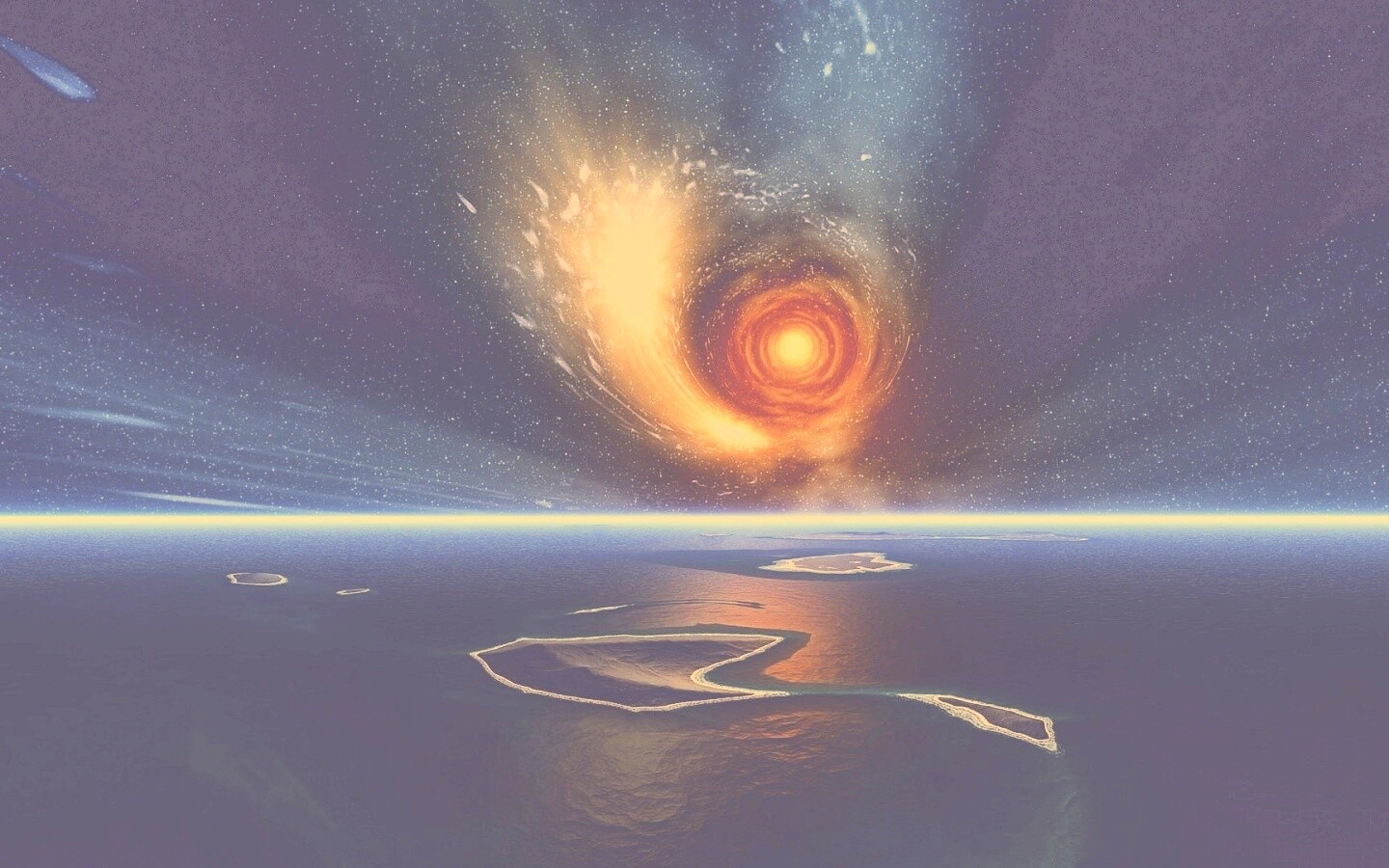 Красная дыра над океаном обои