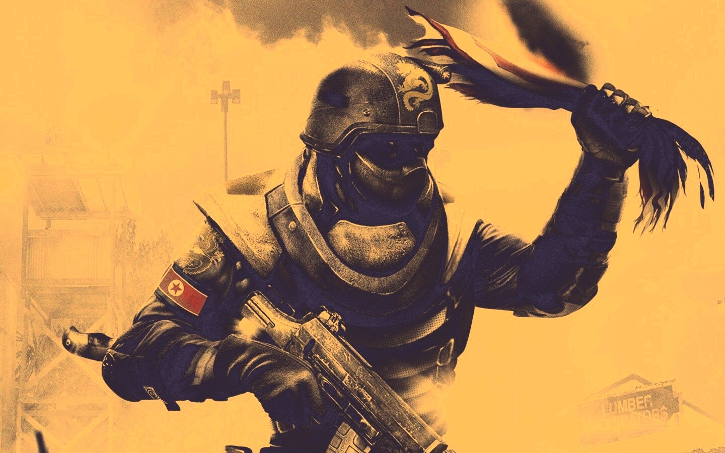 Китайский солдат жжет американский флаг обои