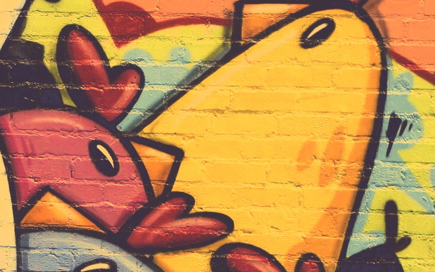 Граффити Курица с цыплятами обои