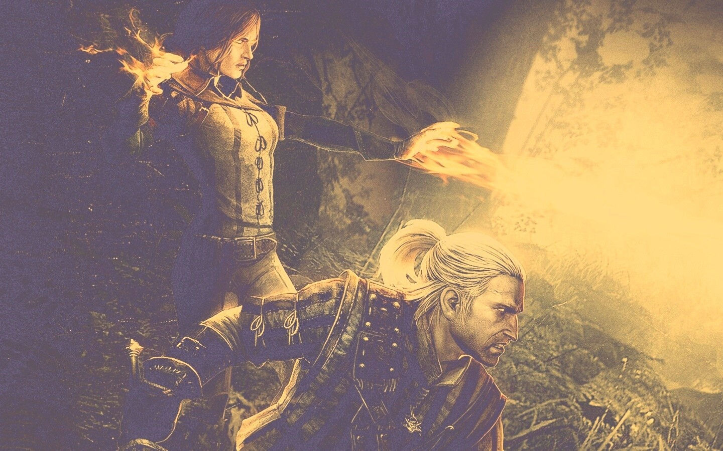Геральт и Трисс в бою обои