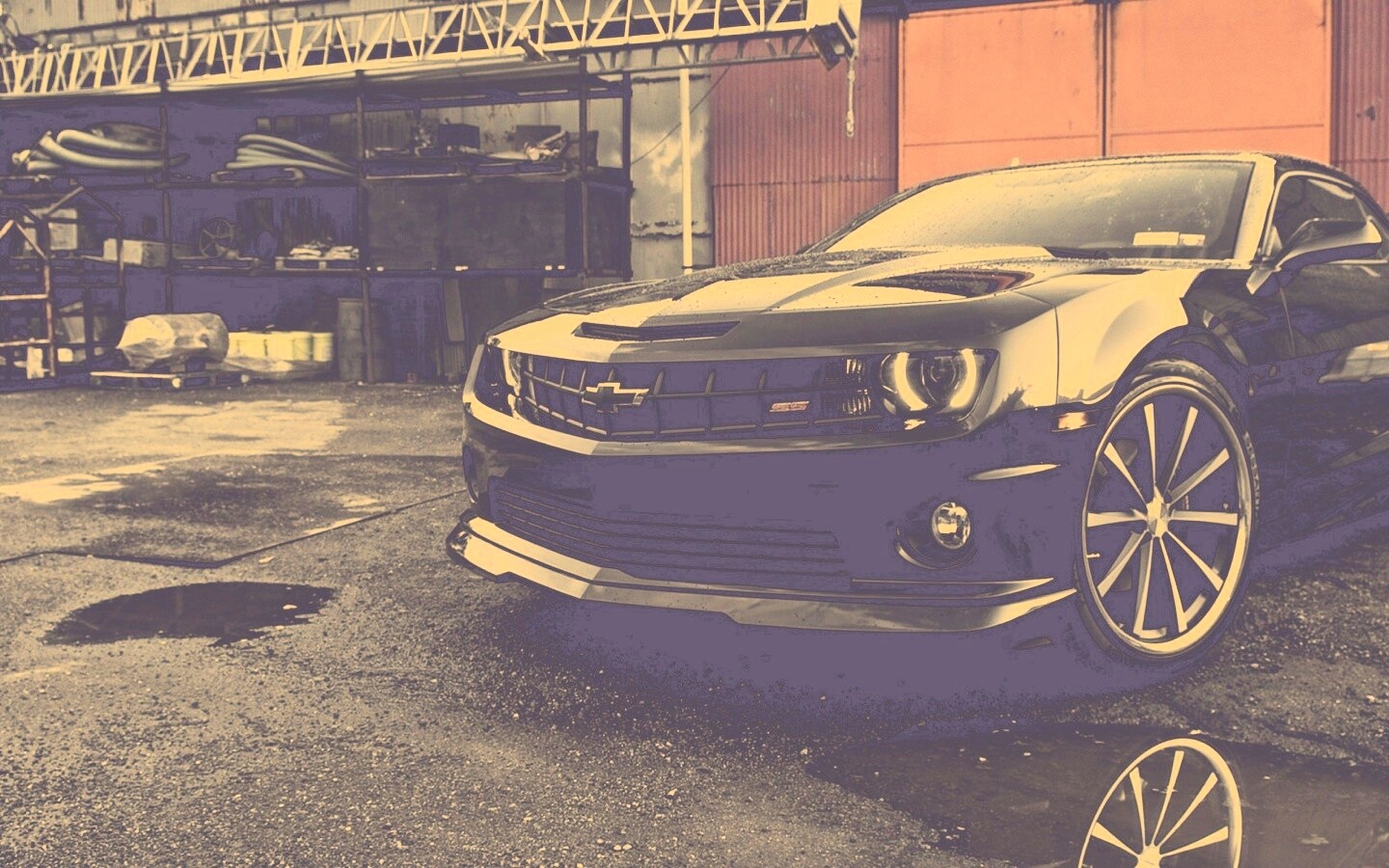 Черный шевроле камаро SS обои