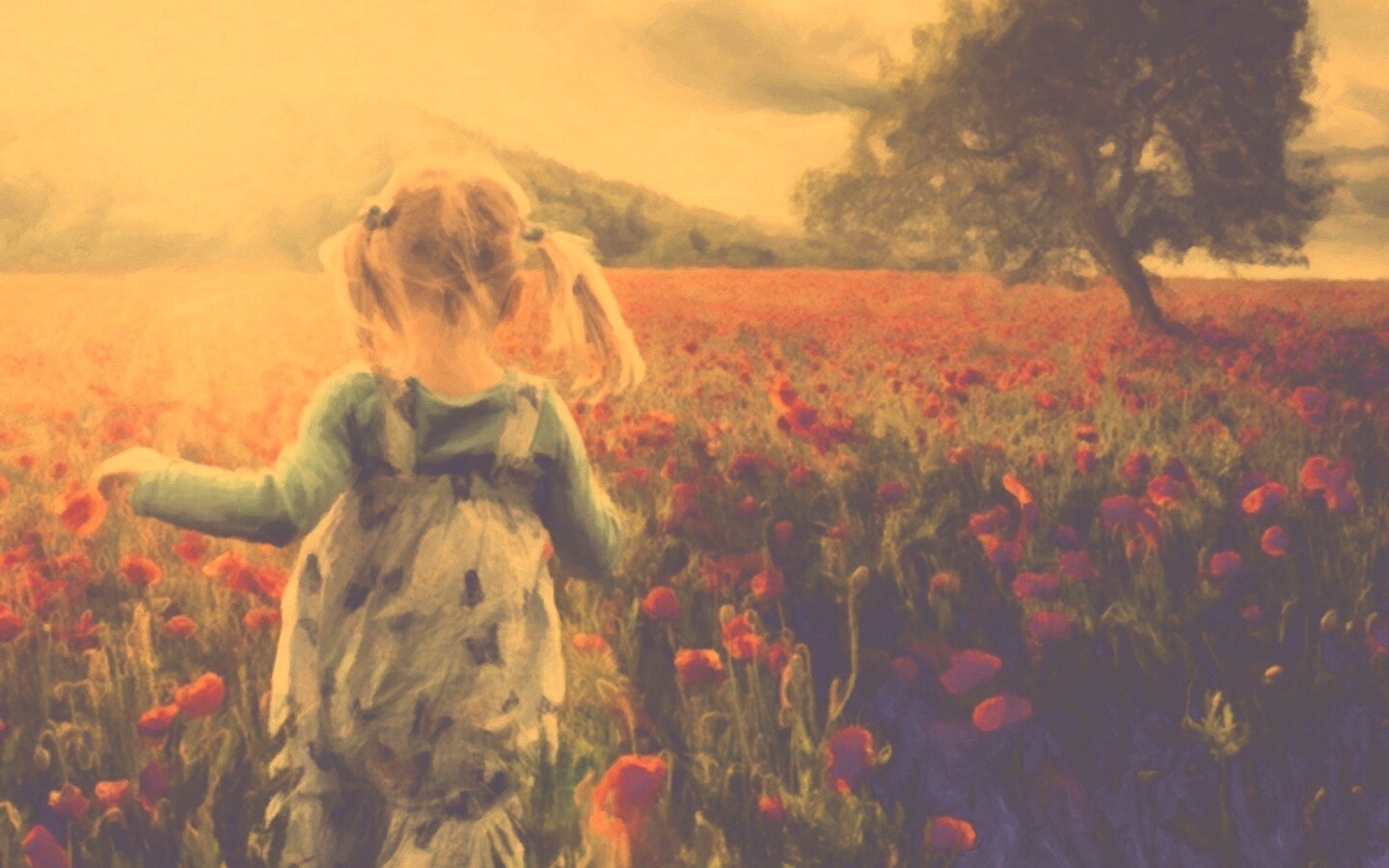 Девочка на маковом поле обои