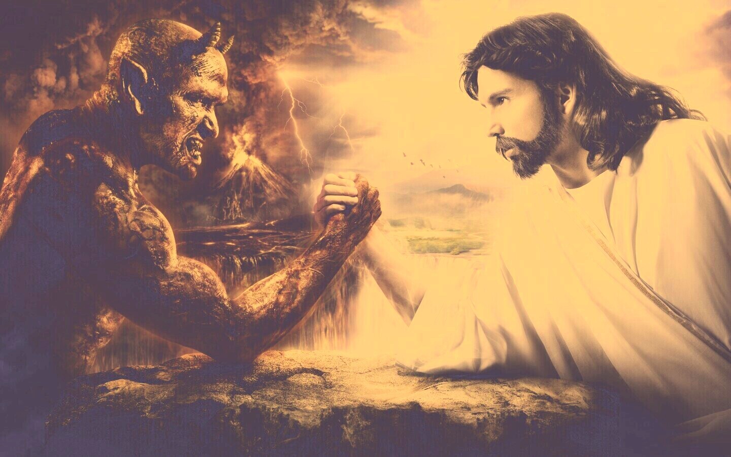 Дьявол против Бога обои