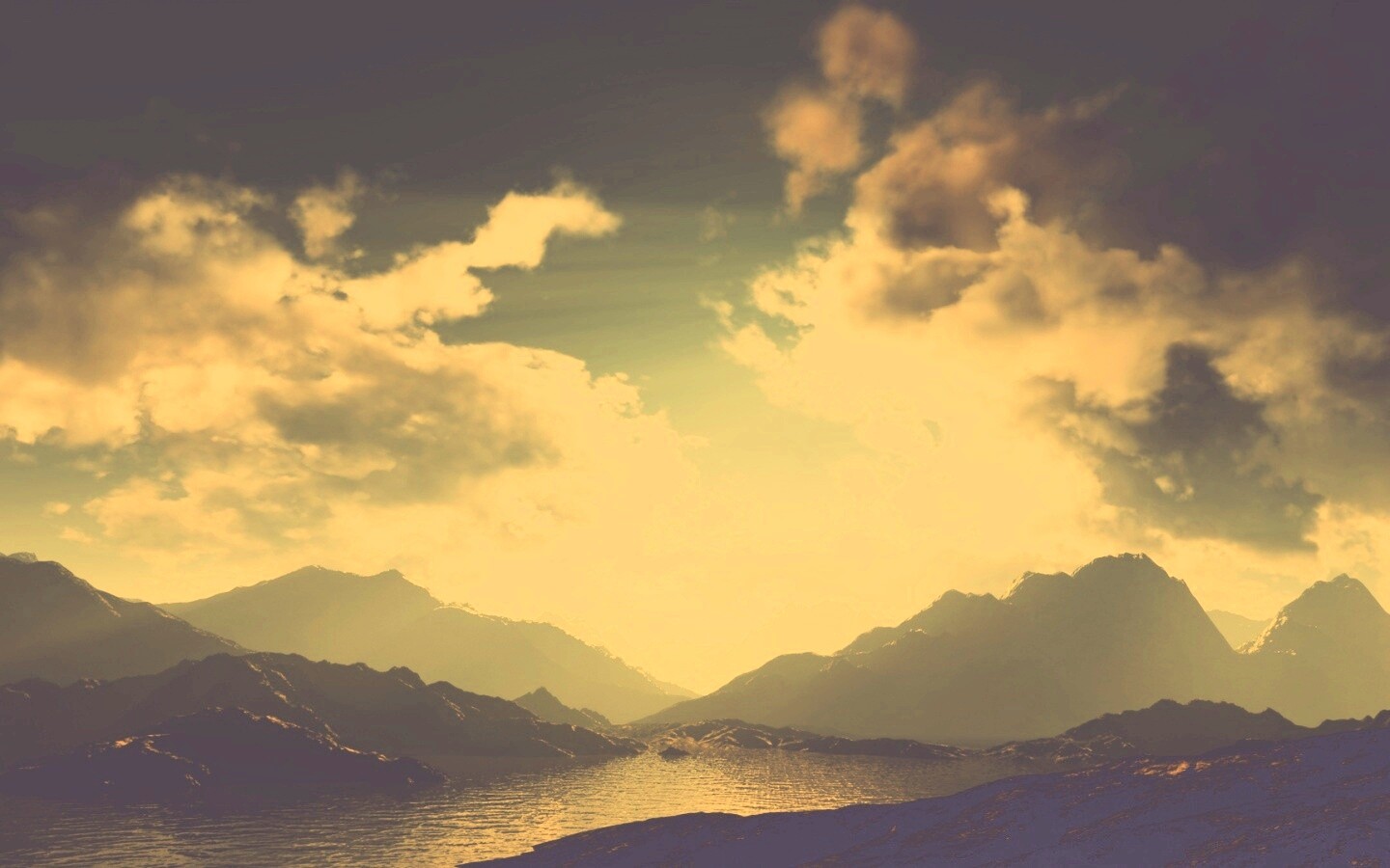 Закат в горах обои