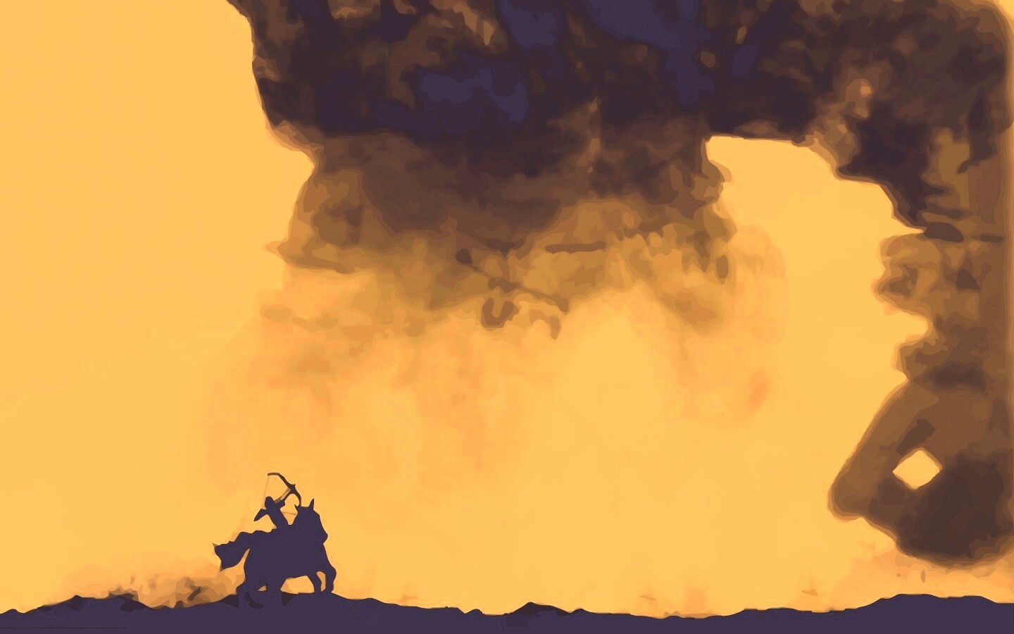 Всадник и огромный голем обои