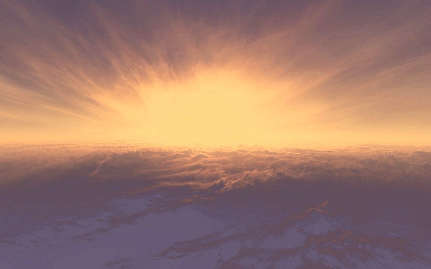 Закат над облаками обои