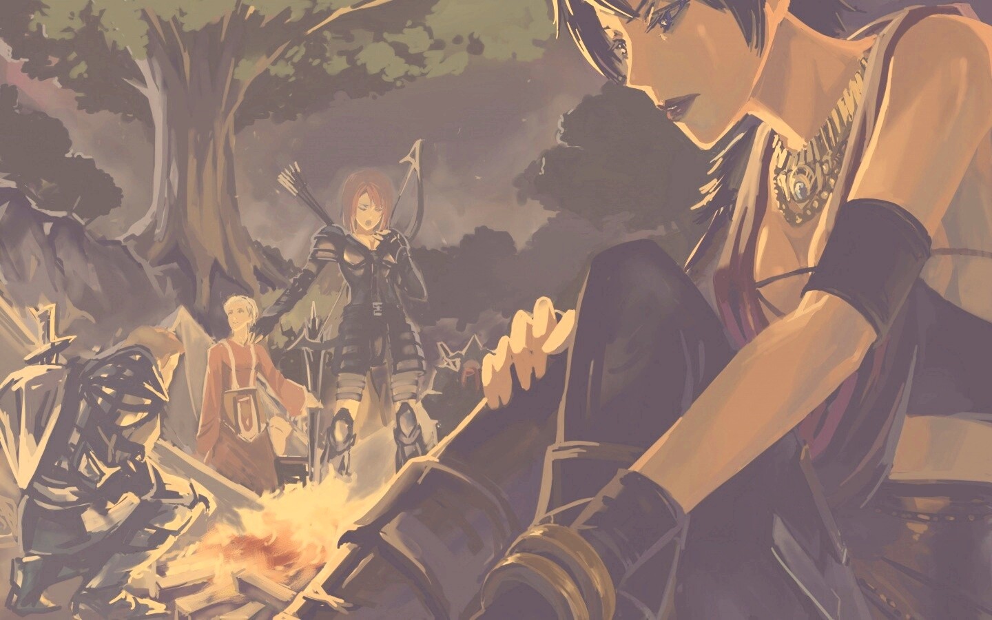 Рисунок Морриган в лагере обои