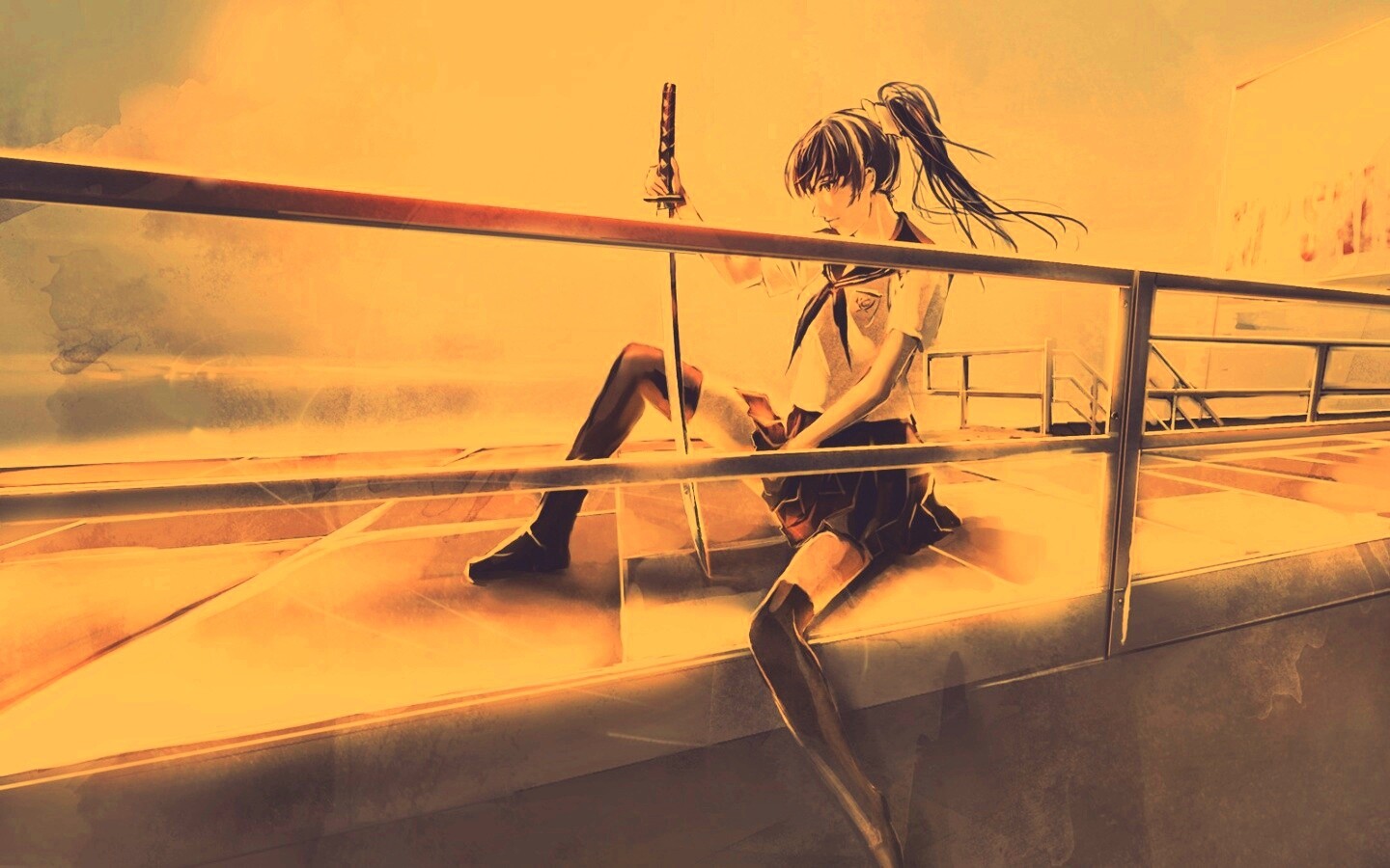 С катаной в руке обои