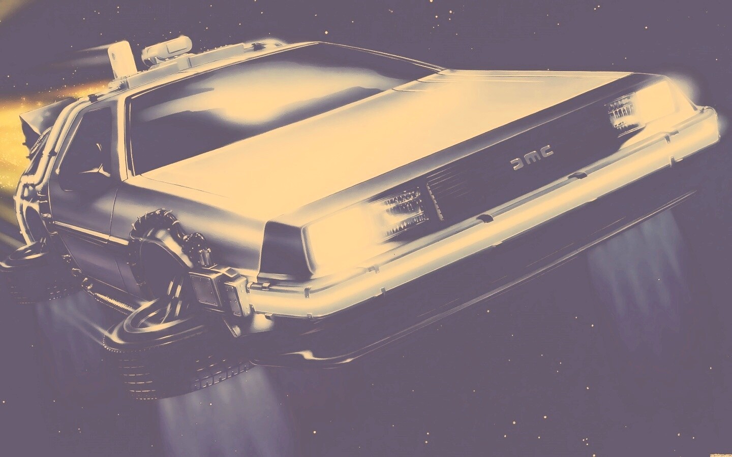 Летающий Делореан обои