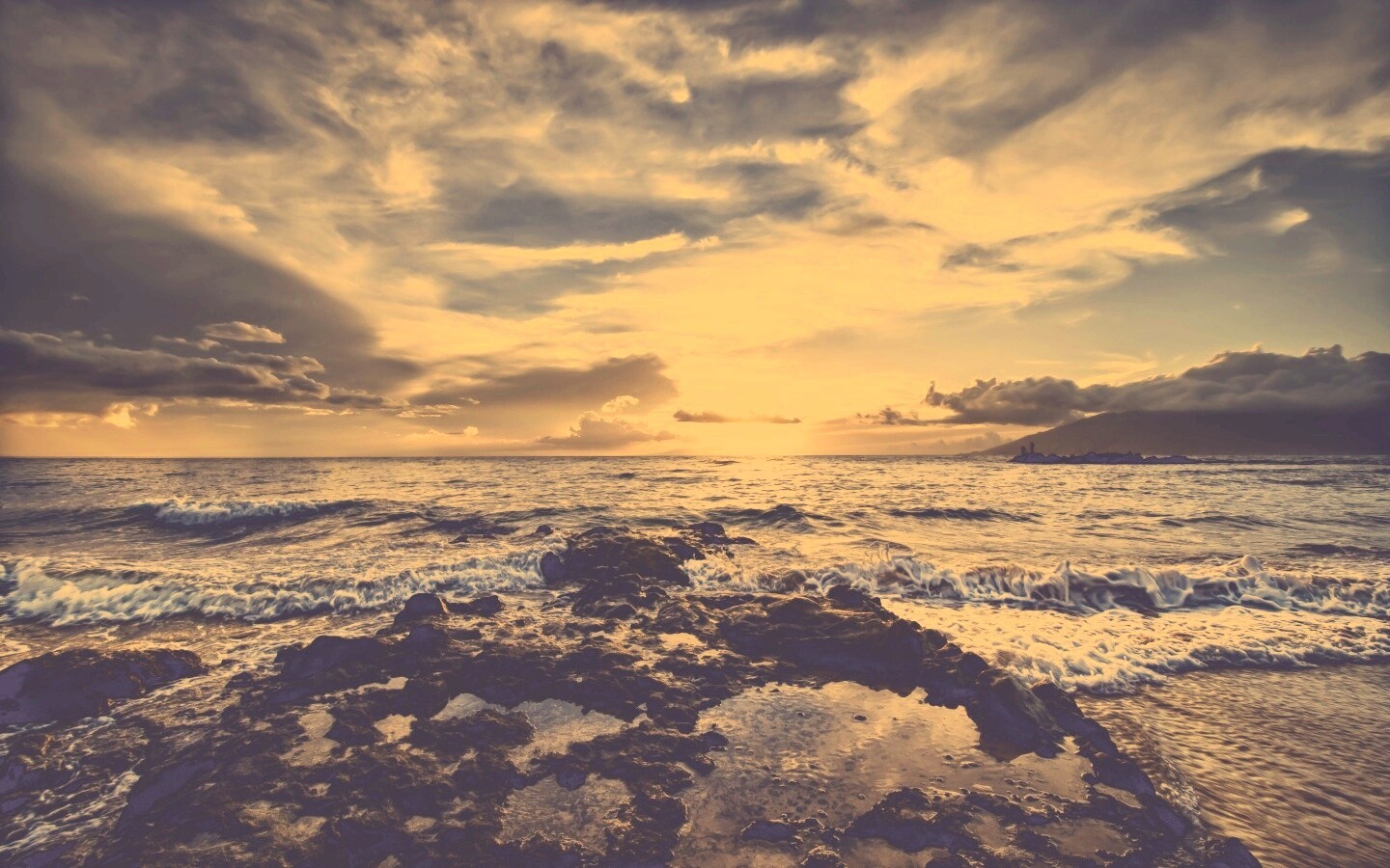 Закат на море обои