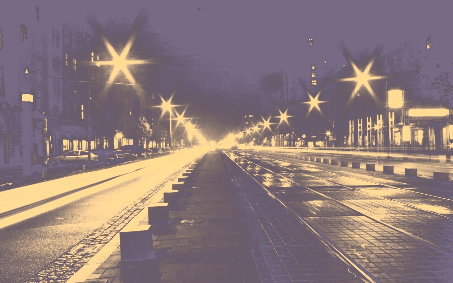 Мгновение на улице ночного города обои