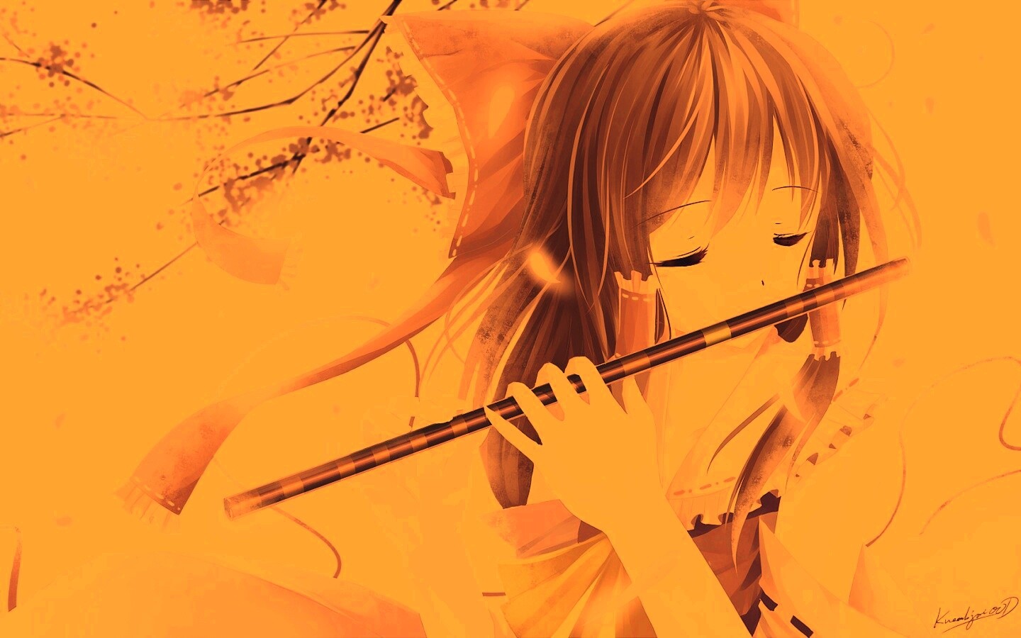 Девочка играет на флейте обои