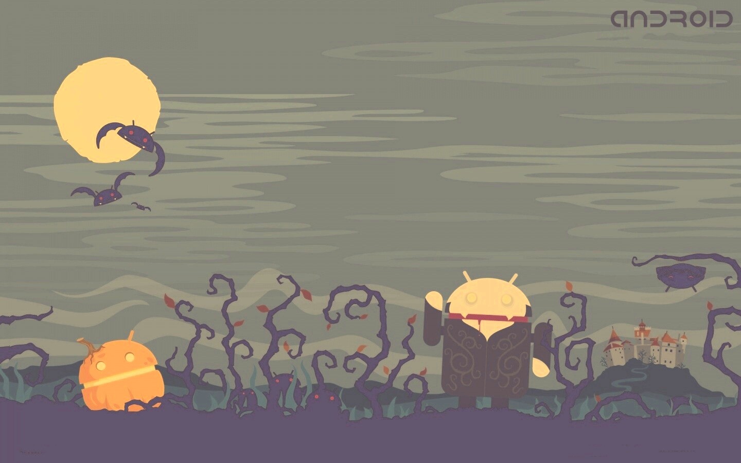 Хэллоуин в стиле Google Android обои