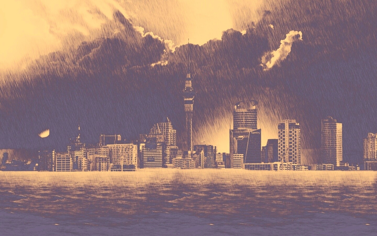 Гроза над городом обои