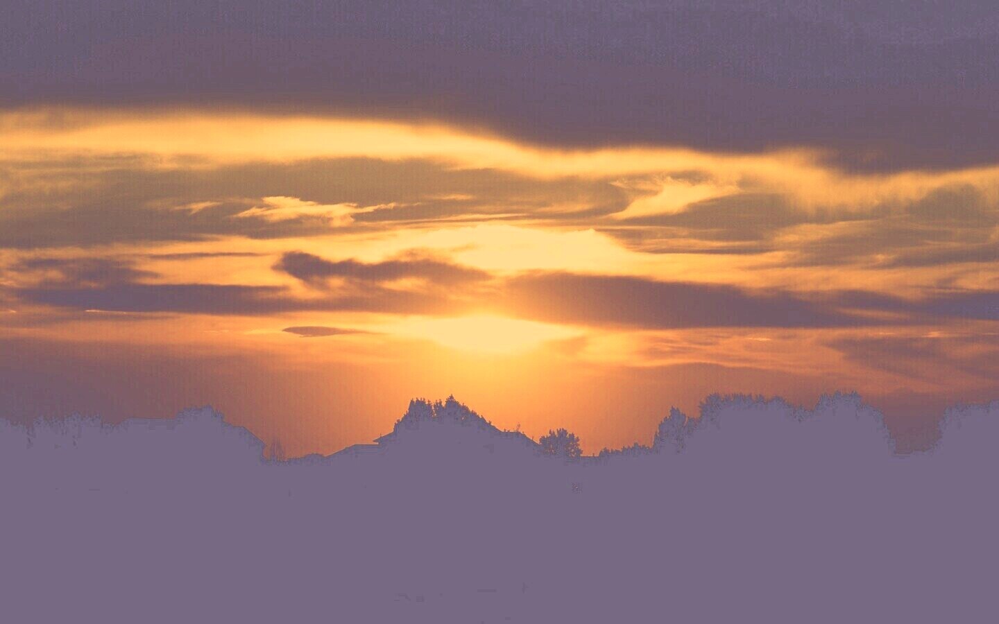 Оранжевый закат обои