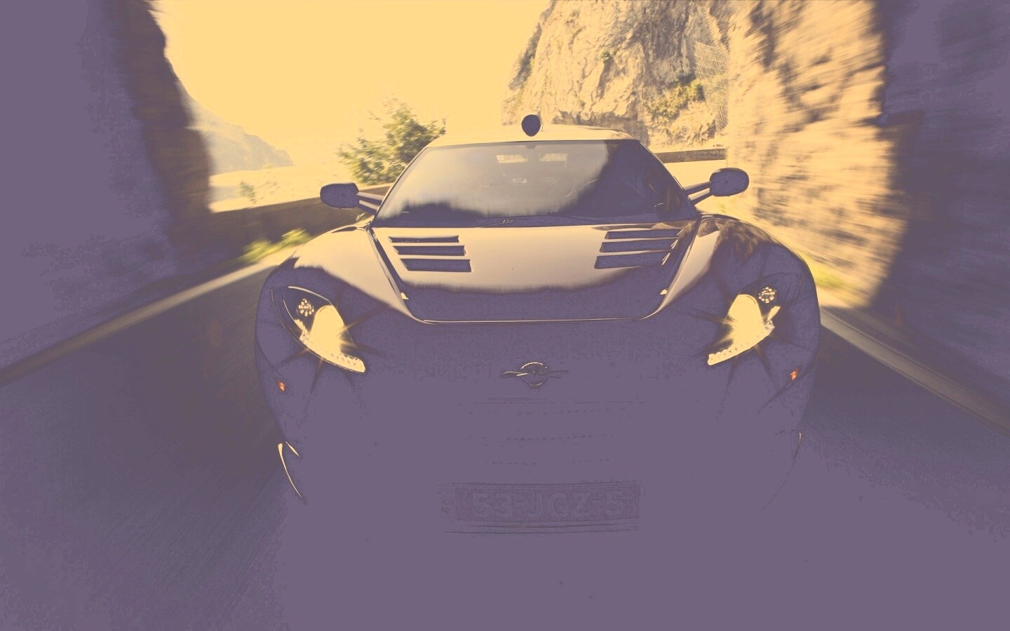 Машина въезжает в тоннель обои