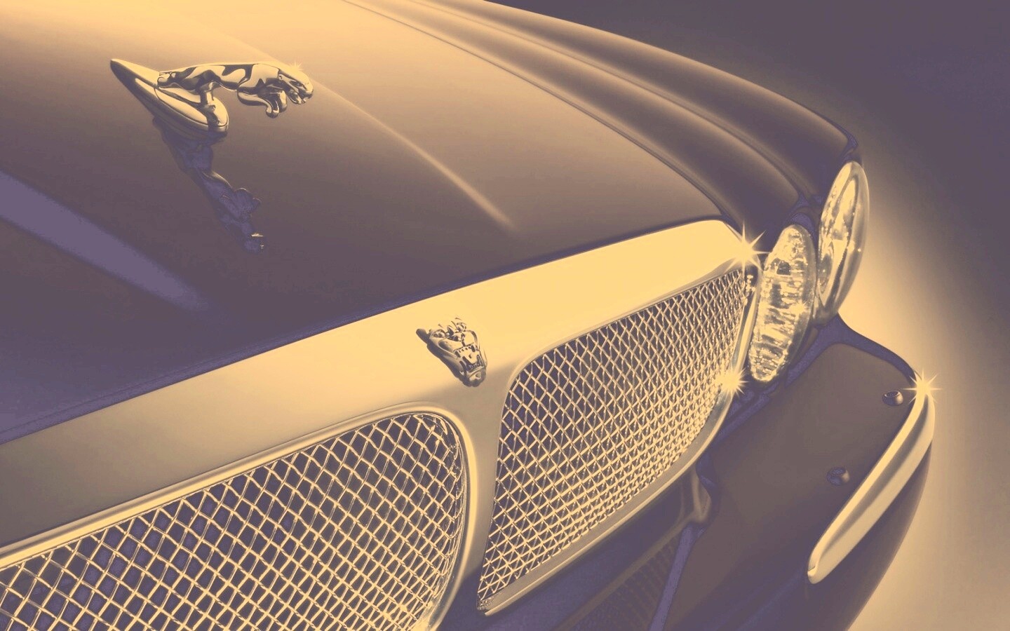 Капот и эмблема Ягуара обои