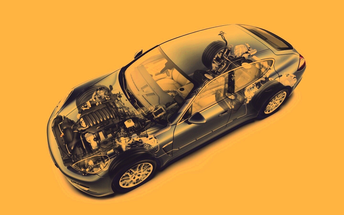 3D схема ходовой Порше обои