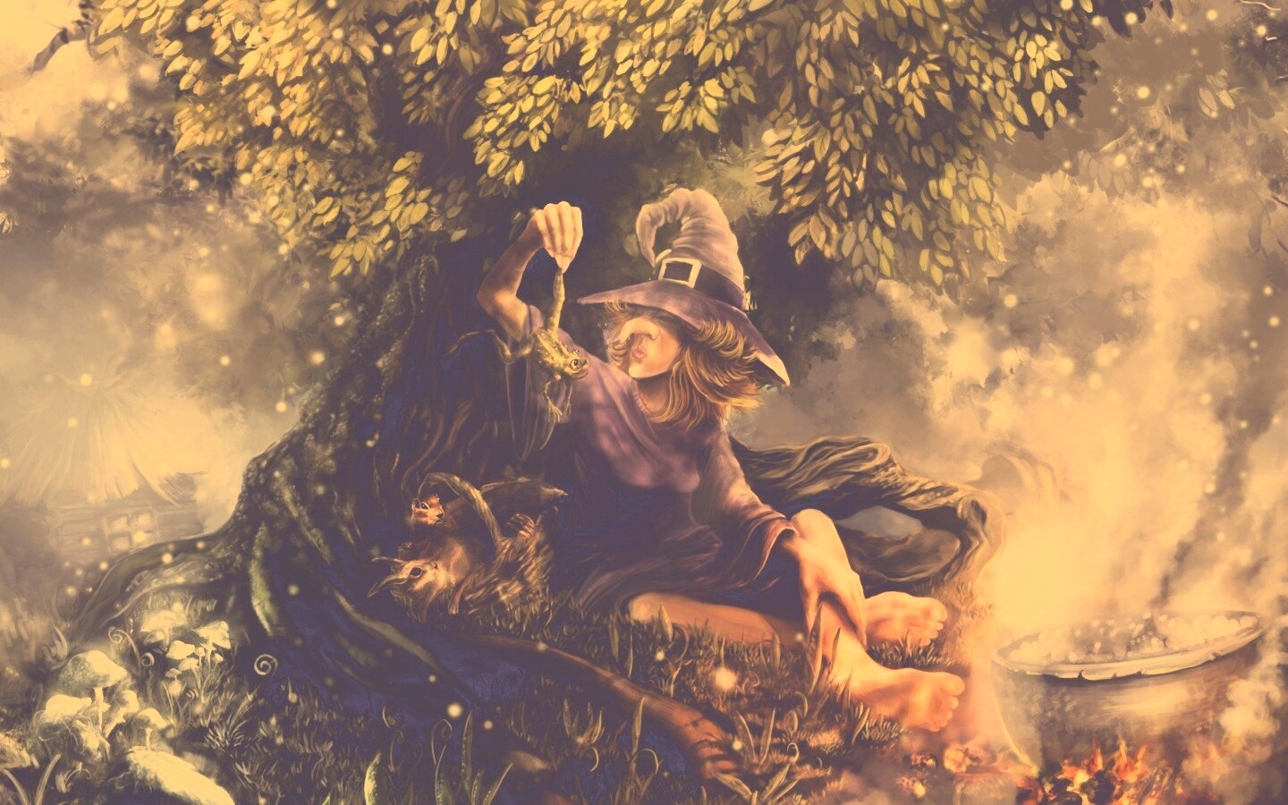 Ведьма варит зелье обои