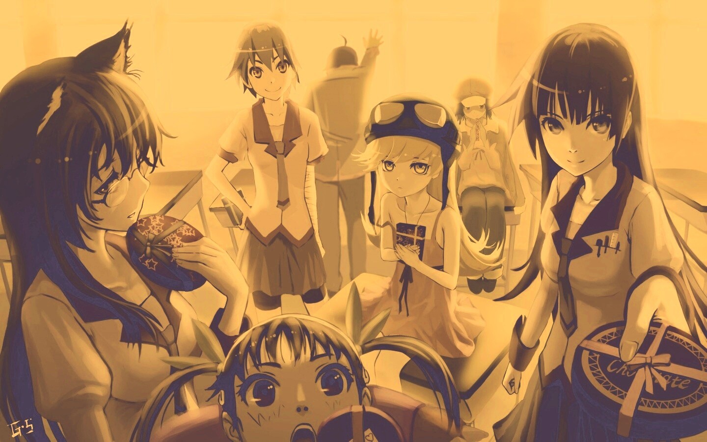 Девушки из Bakemonogatari обои