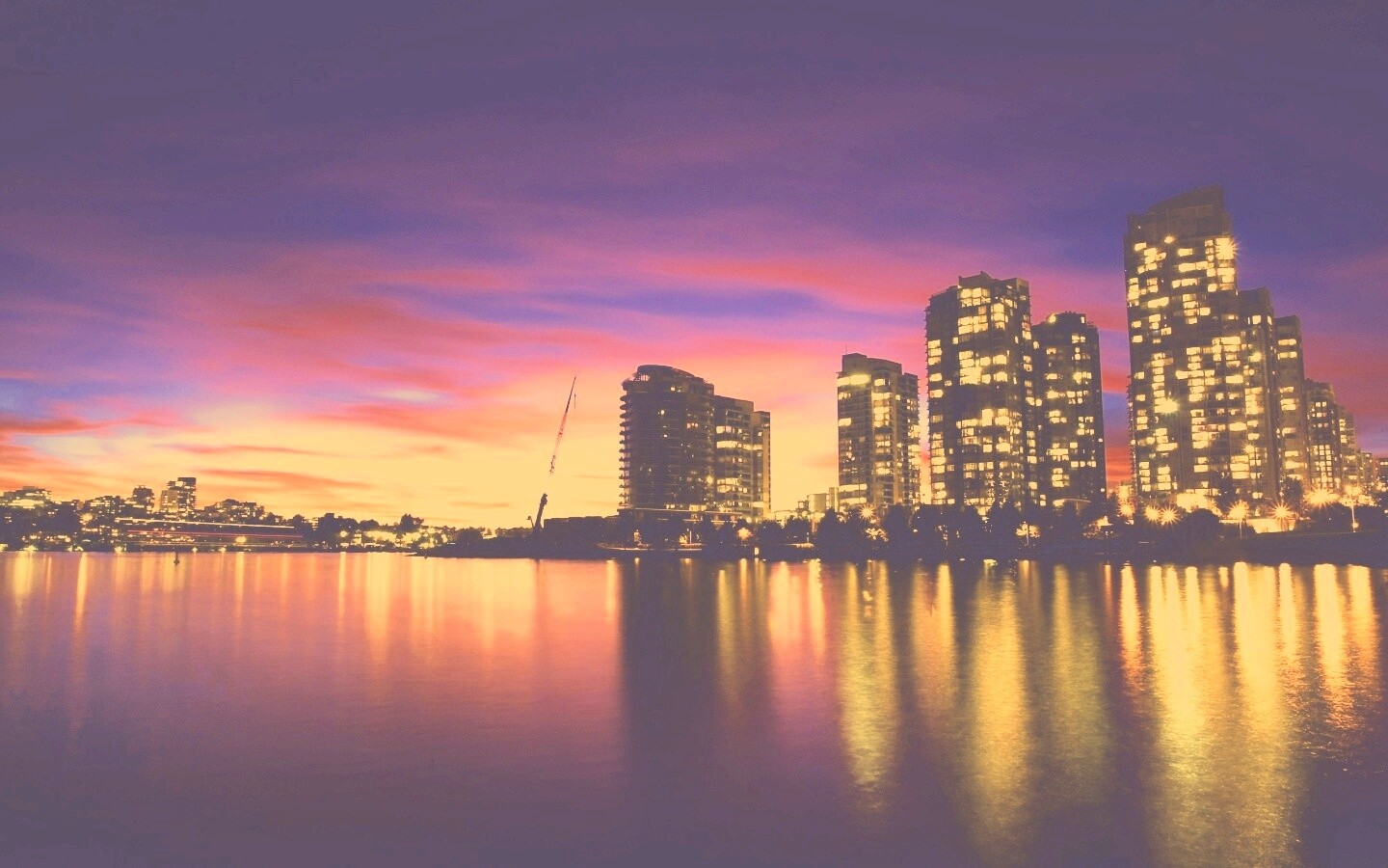 Фиолетовый закат в Ванкувере обои