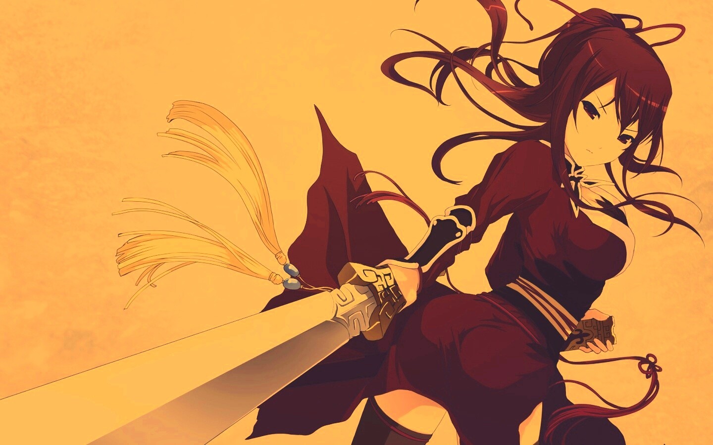 Рыжая девочка с мечем обои