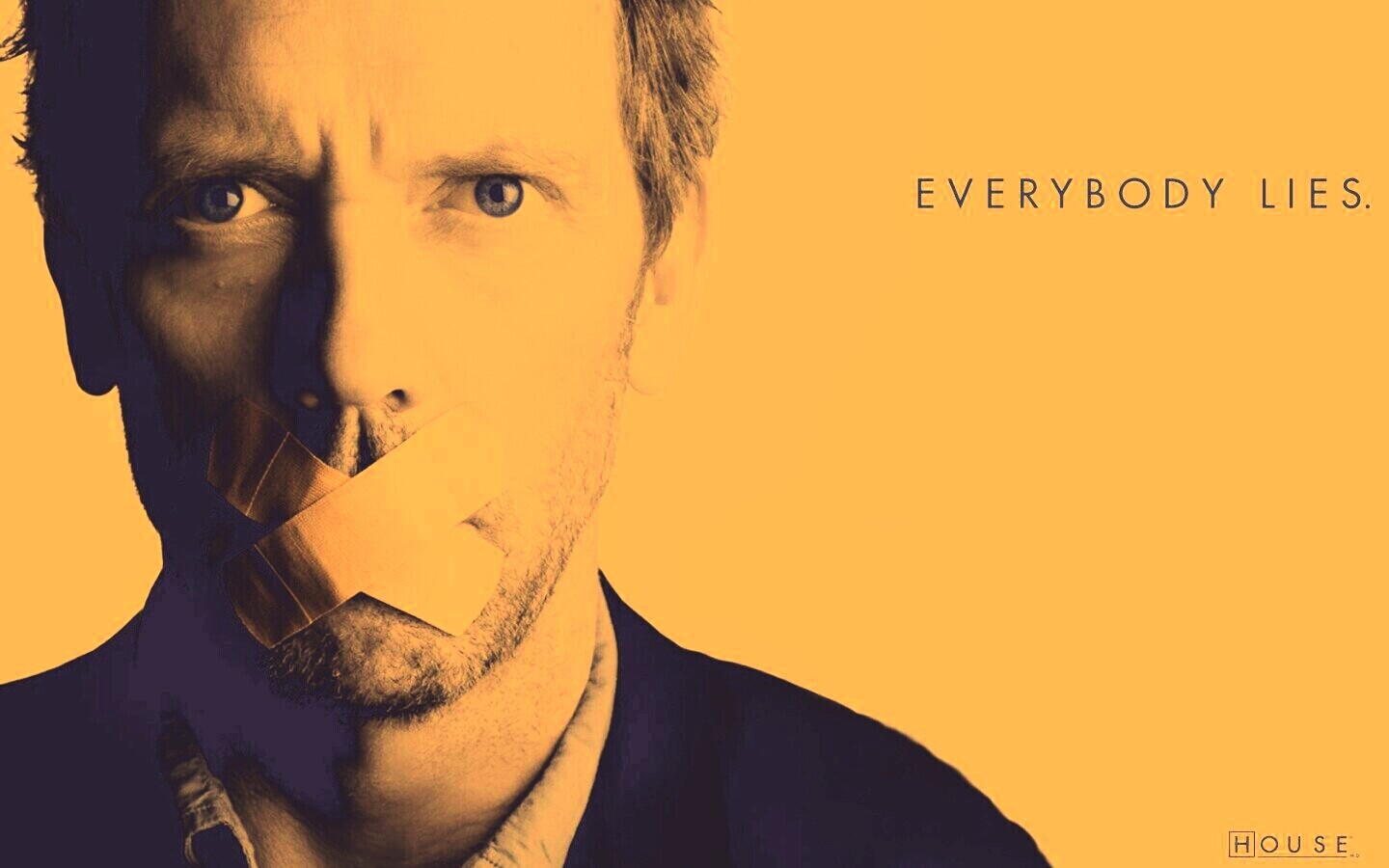 Хаус с пластырем на рту обои