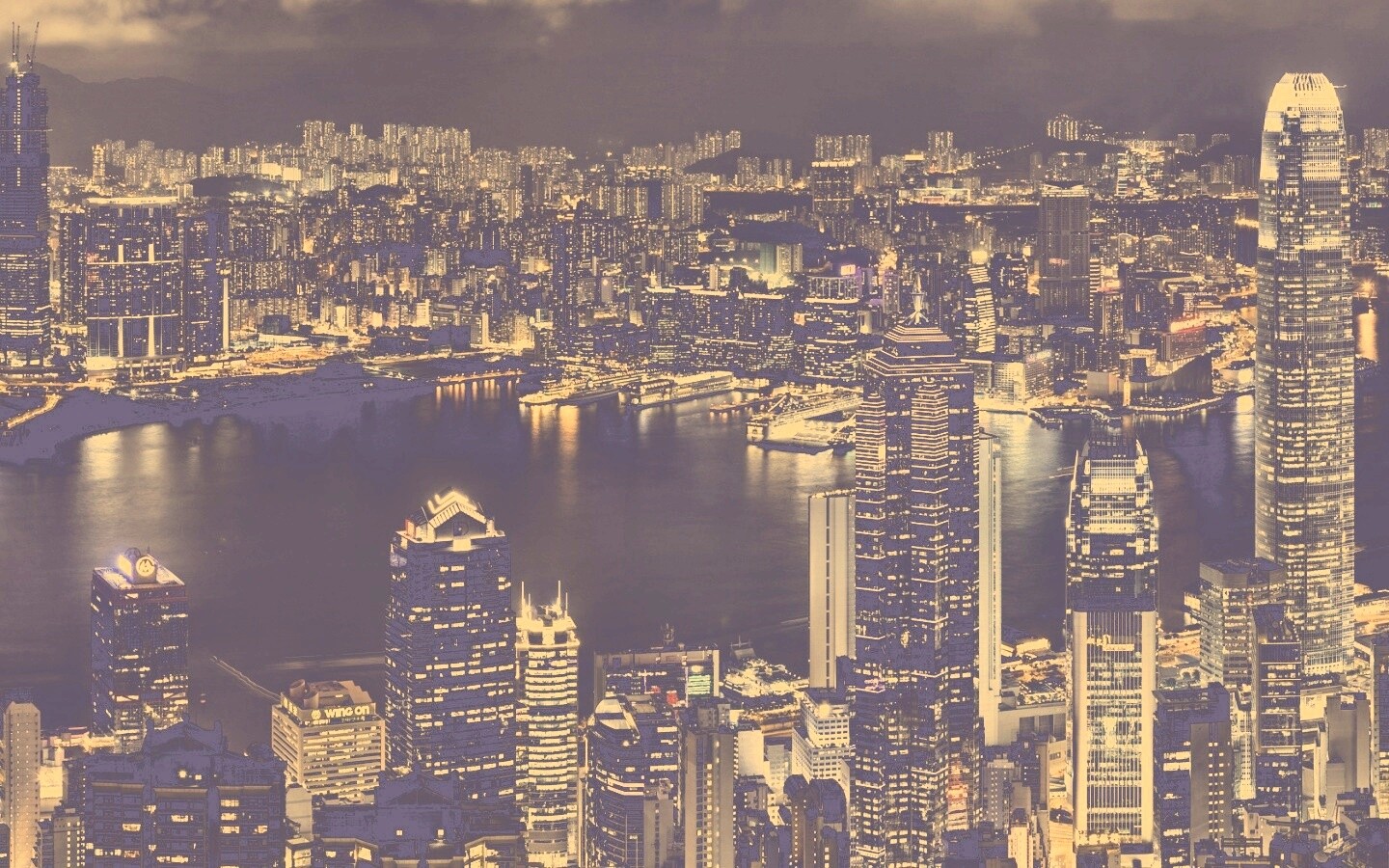 Небоскребы ночью обои