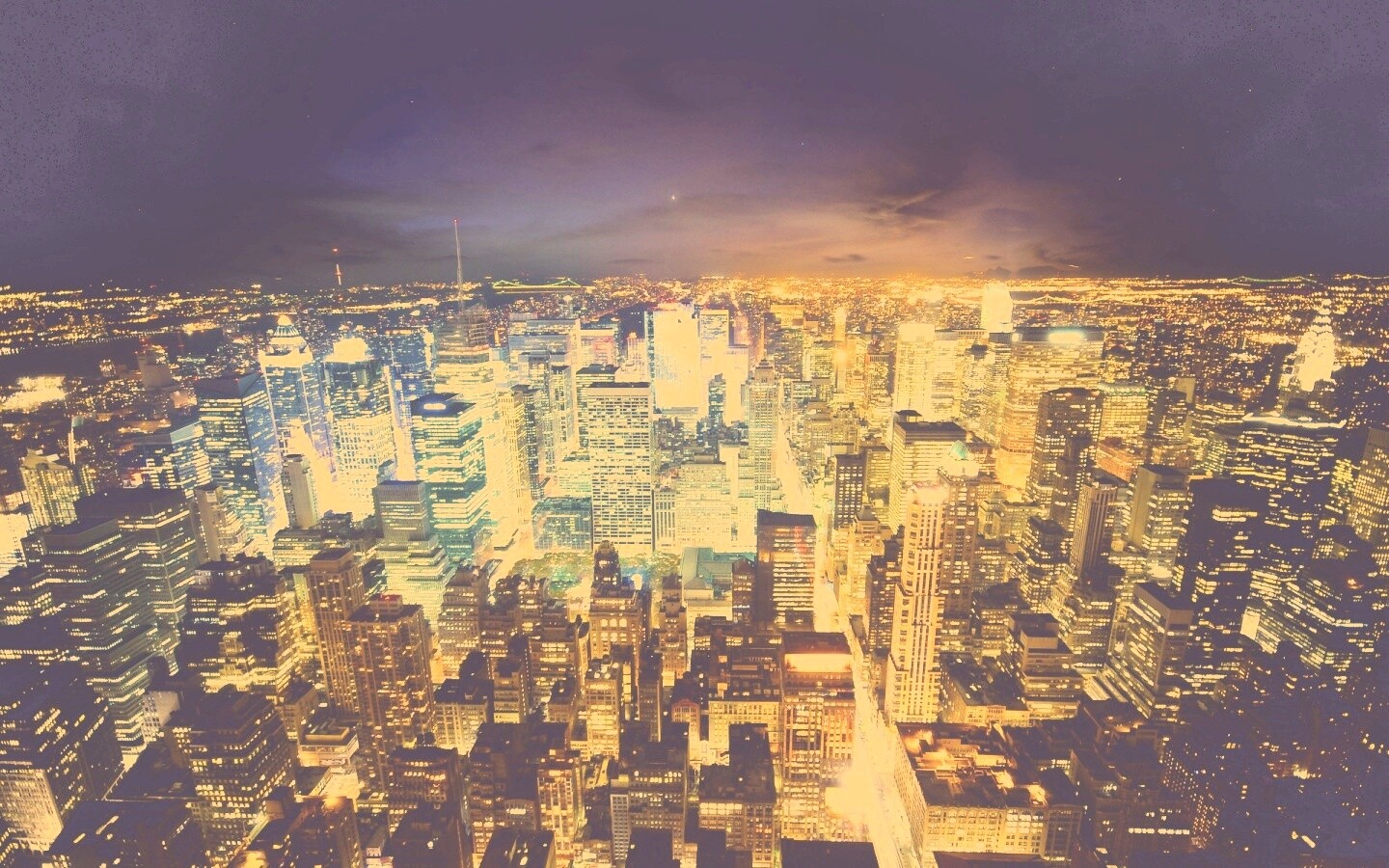 Вид на ночной Нью-Йорк обои