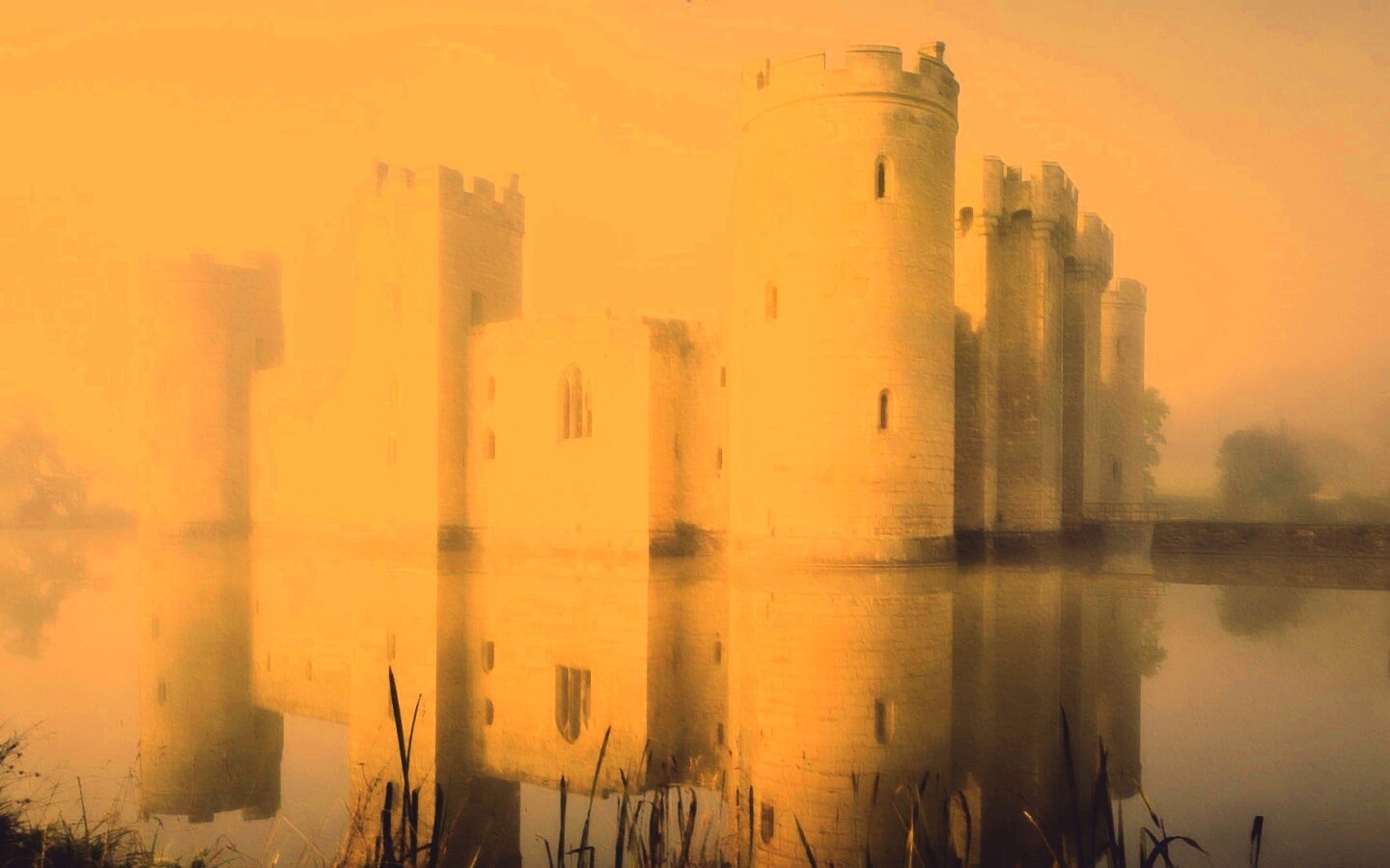 Замок на озере обои