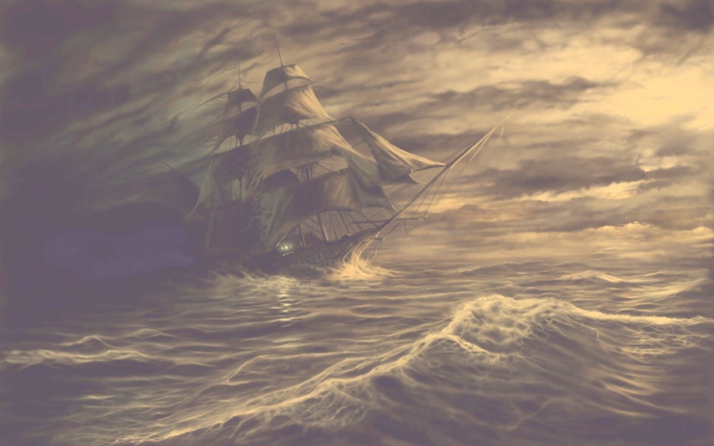 Корабль призрак поднимается со дна обои
