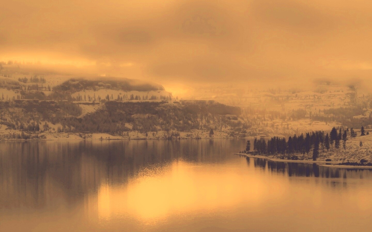 Озеро зимой обои