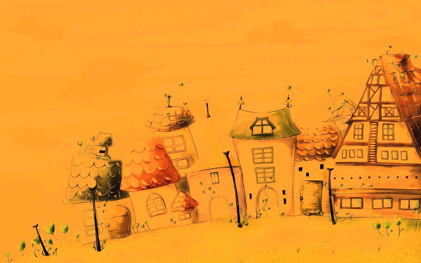 Мультяшный городок обои