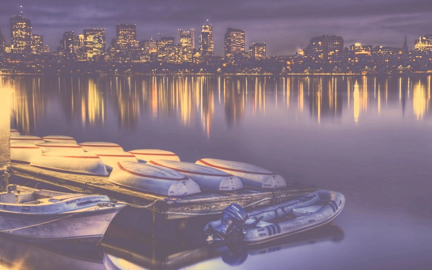 Ночной Бостон обои