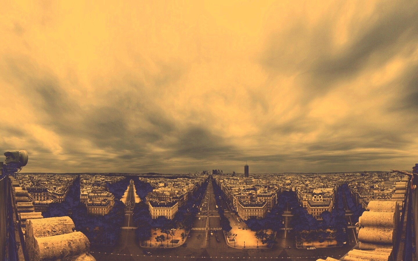Париж широкоугольным объективном обои