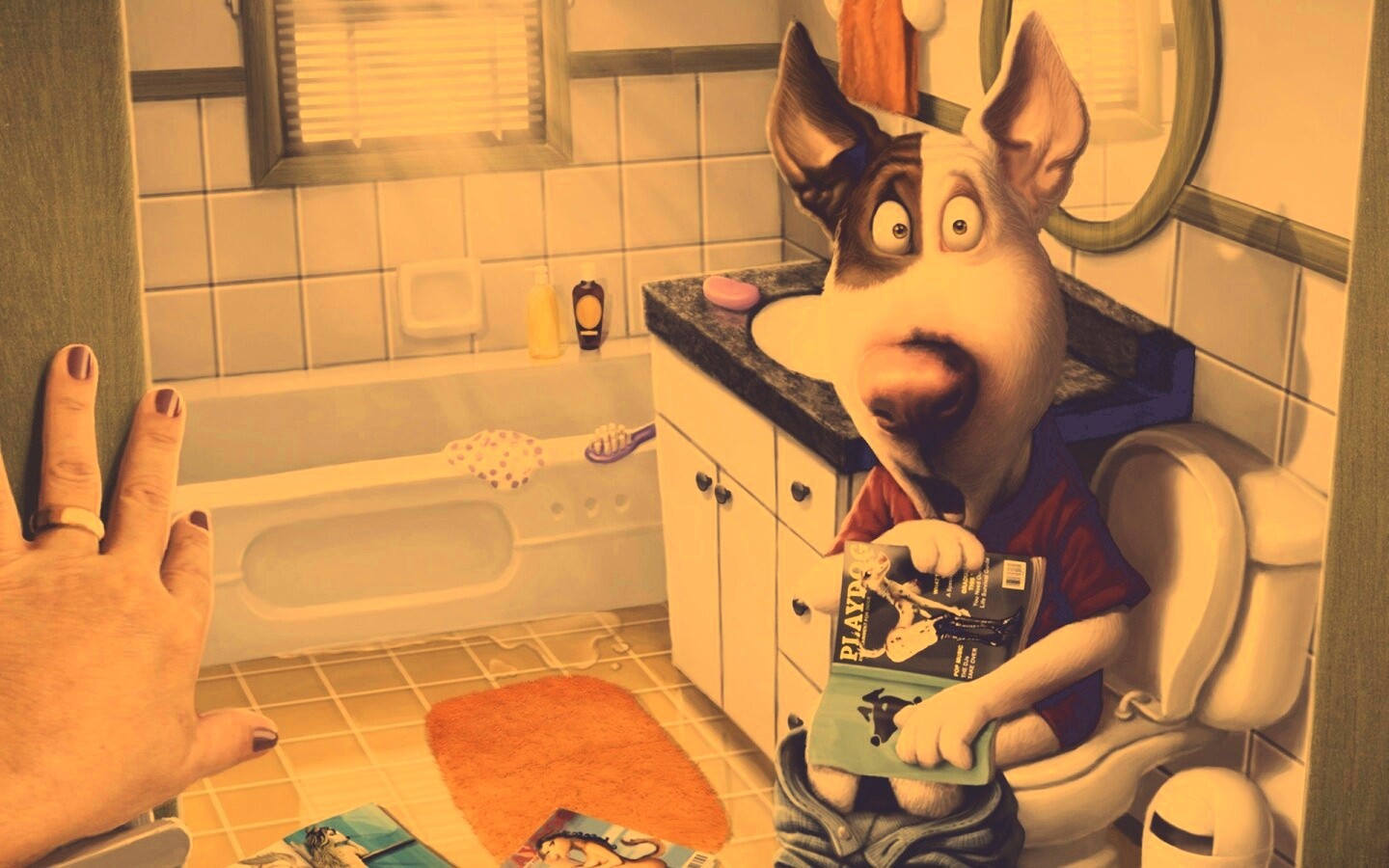 Мастурбирующий пес спалился обои